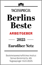 Zertifikat: Berlins beste Arbeitgeber 2024 Eurofiber Netz